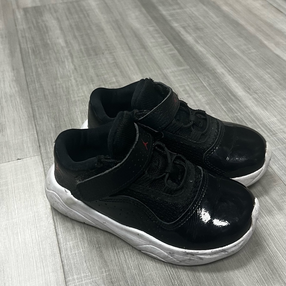 Kids  Jordan Black and Red Sneakers